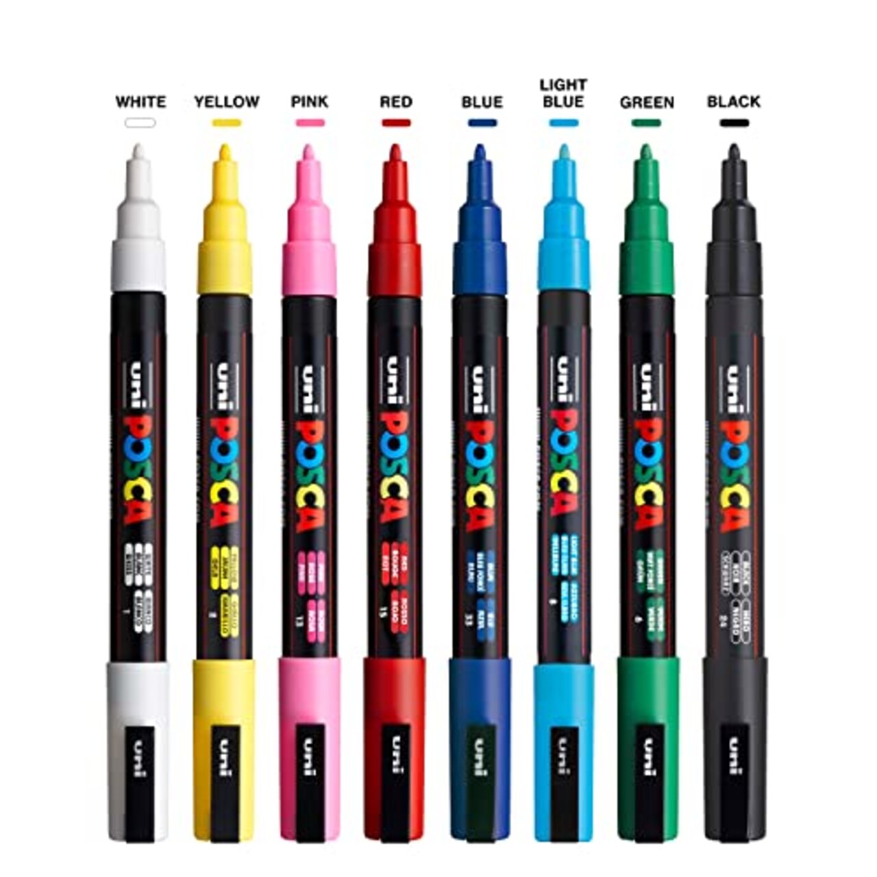 8 Paint Markers, 3M Fine Posca Markers with Reversible Tips, Posca Marker Set of Acrylic Paint Pens | Posca Pens for Art Supplies, Fabric Paint, Fabric Markers, Paint Pen, Art Markers